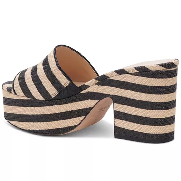 Kate Spade New York Ibiza Platform Sandals Black White Stripe - Picture 2 of 14
